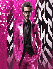 Mens Sequin Suit - Red Tuxedo - Party Suits - Stage Suit