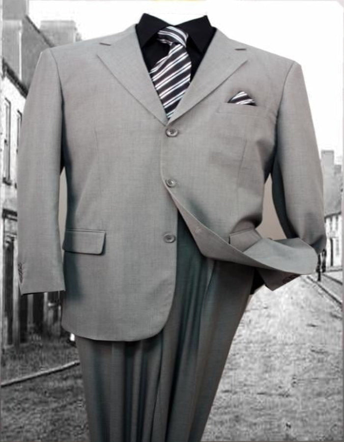 Grey-Gray Solid Color discounted Cheap Priced Business Suit Clearance Sale regular cut Available in 2 or Three ~ 3 Button Style Regular Classic Cut