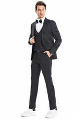 Men's One Button Vested Mini Polka Dot Prom Suit In Black & White - Men's Tuxedo USA