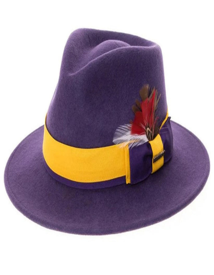 Royal Blue Dress Hat 1920s Fedora Style - Mens Narrow Brim Crushable Wool Dress Hat Trilby Fedora in Royal Blue