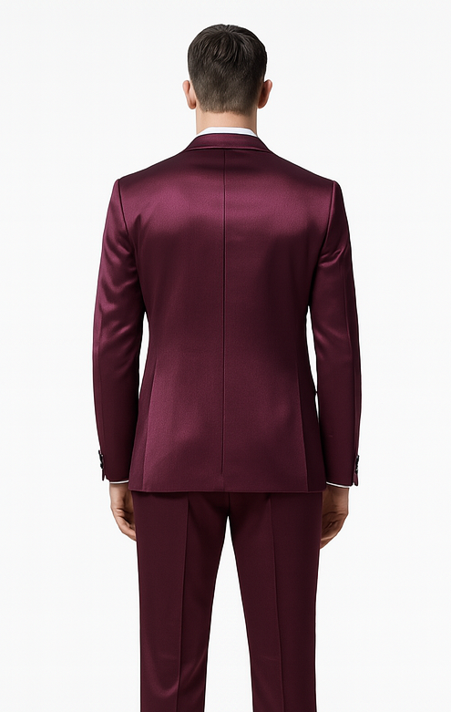 Tazzio Men's Purple Satin 3 Piece Slim Fit Suit with Peak Lapel Jacket  Premium Double Breasted Style