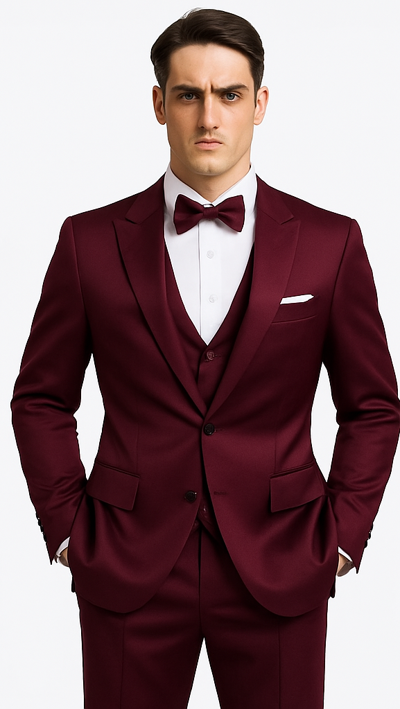 Tazzio Men's Purple Satin 3 Piece Slim Fit Suit with Peak Lapel Jacket  Premium Double Breasted Style