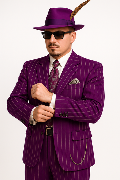 Purple Pinstripe Zoot Suit  3 Piece 1920s/1930s Gangster Outfit (Jacket and Pants and Vest)  Vintage Fashion