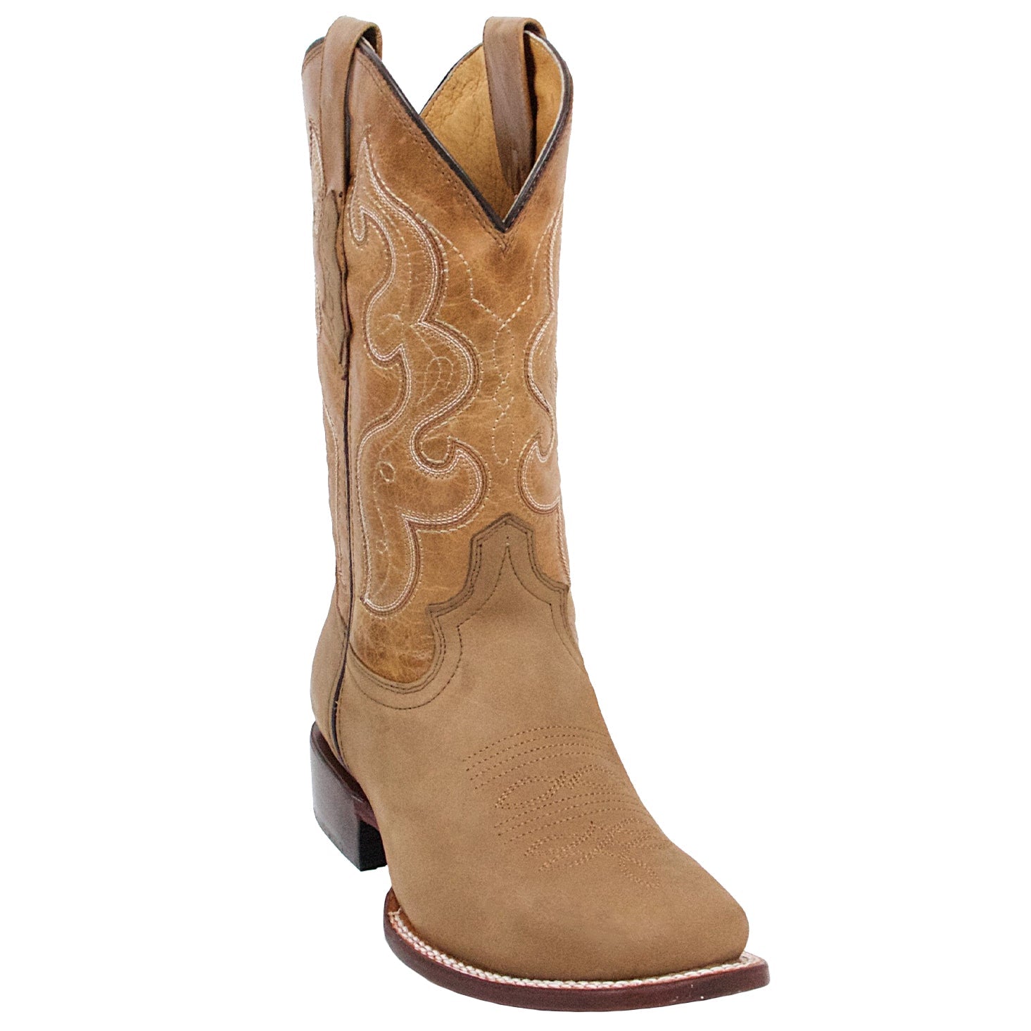 Mens Square Toe Western Boots Tan1