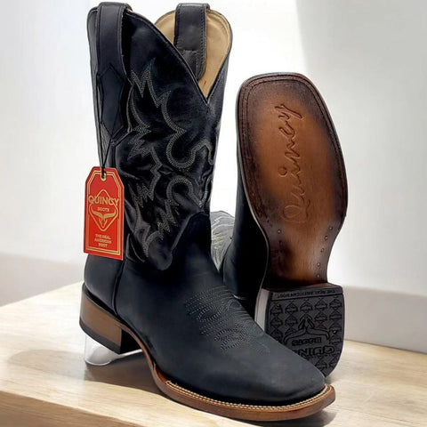 Mens black square toe cowboy boots