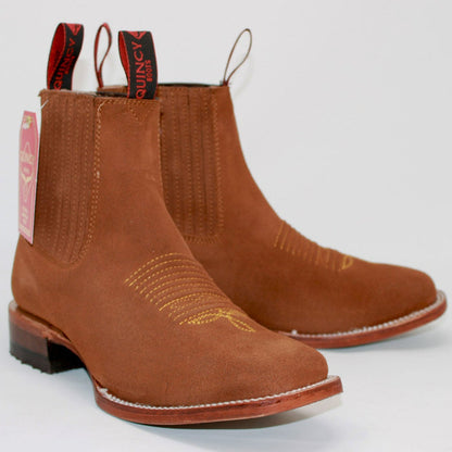 Botines Charros de Gamuza Punta Cuadrada para Mujer Quincy