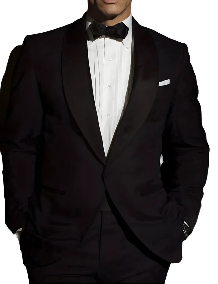 Men’s QoS Shawl Collar Tuxedo Suit – Luxury Formal Evening Wear