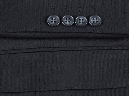 Half Canvas Wool Dress Suit Modern Fit 2 Piece in Black