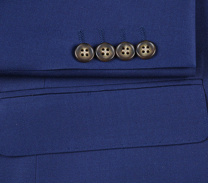Half Canvas Wool Dress Suit Regular Fit 2 Piece in Blue