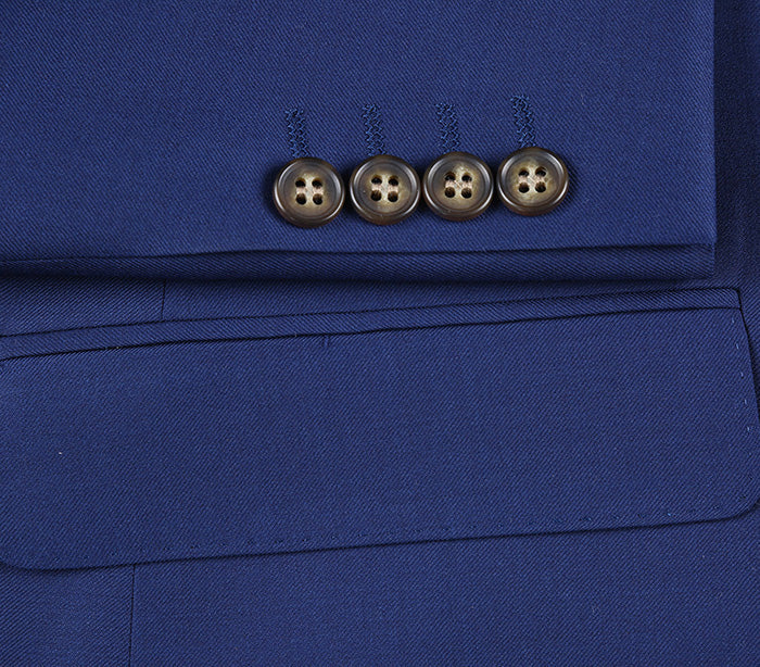 Half Canvas Wool Dress Suit Regular Fit 2 Piece in Blue