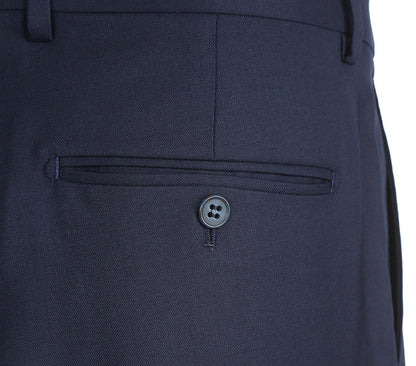 Half Canvas Stretch Wool Dress Suit Regular Fit 2 Piece in Navy