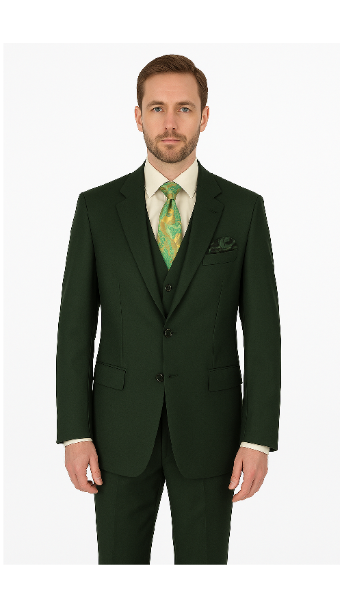 Rossi Man ELI RM117 ƒ?? Classic 3-Piece Menƒ??s Suit in Hunter Green