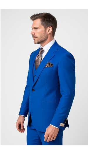 Royal Blue 3-Piece Suit ?? Rossi Man ELI RM110 Slim Fit Men??s Formalwear