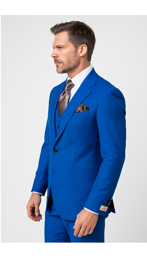 Royal Blue 3-Piece Suit ?? Rossi Man ELI RM110 Slim Fit Men??s Formalwear