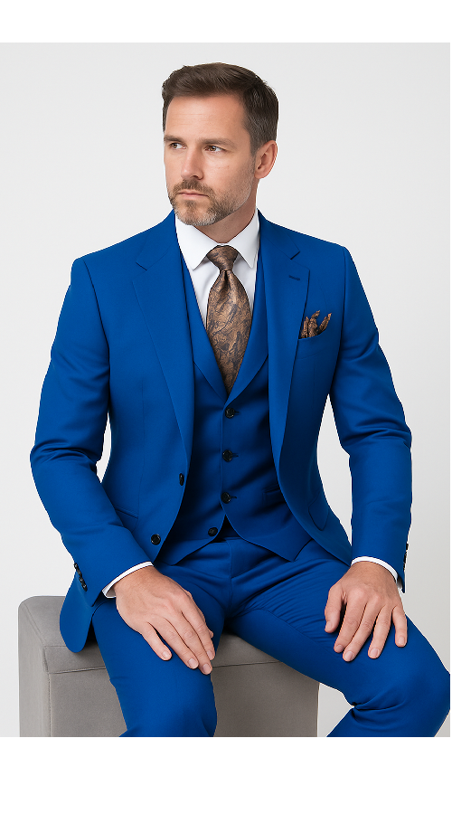 Royal Blue 3-Piece Suit ƒ?? Rossi Man ELI RM110 Slim Fit Menƒ??s Formalwear