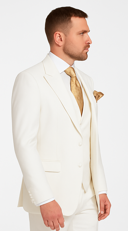 Tailored Mens Suit in Winter White Rossi Man ELI RM202 Formal 3-Piece Set