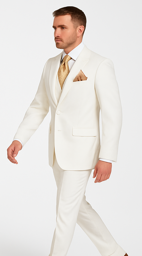 Tailored Mens Suit in Winter White Rossi Man ELI RM202 Formal 3-Piece Set