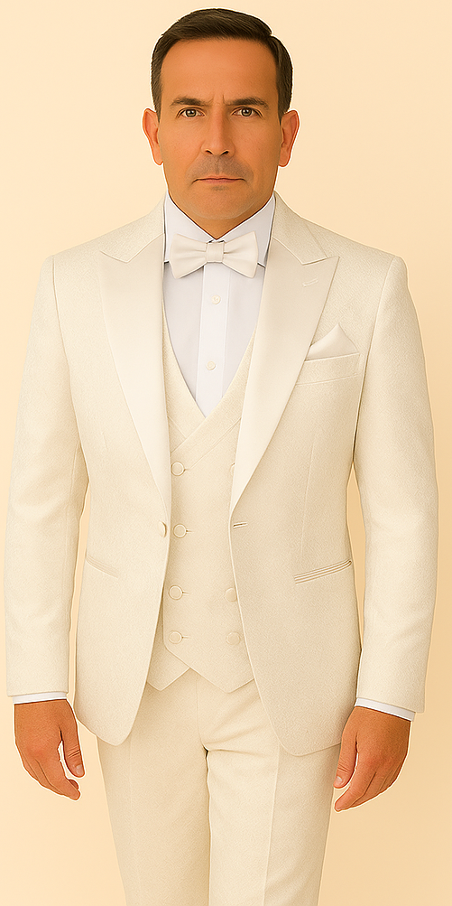 Rossi Man FORD RM1911 ?? Slim Fit White 3-Piece Suit for Men | Elegant Modern Formalwear
