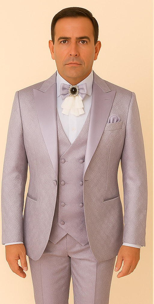 Rossi Man FORD RM1915 ?? Men's Slim Fit 3-Piece Suit in Silver