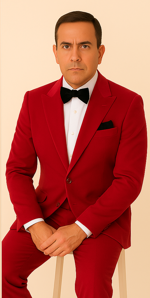 Rossi Man LEO RM1577 ?? Red Slim Fit 3-Piece Suit for Men | Contemporary Elegance for Formal Occasions
