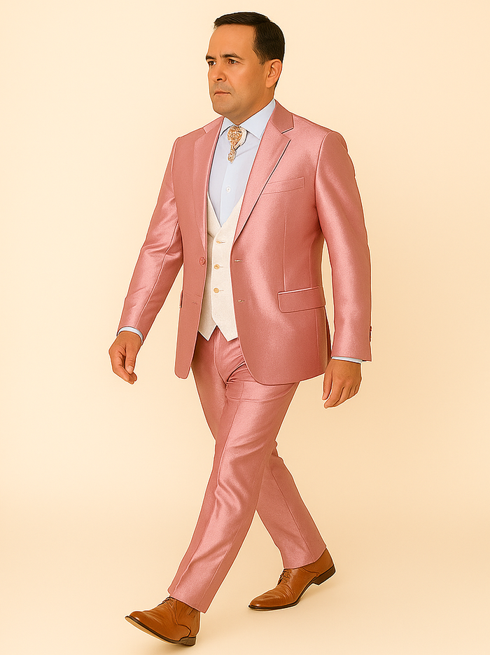 Rossi Man LEO RM1602 ?? Men's 3-Piece Slim Fit Suit in Pink | Modern Classic Formalwear