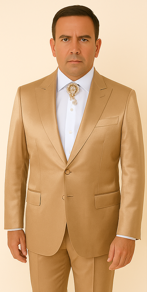 Rossi Man LEO RM1605 ?? Men's Gold Slim Fit 3-Piece Suit | Elegant Modern Formalwear