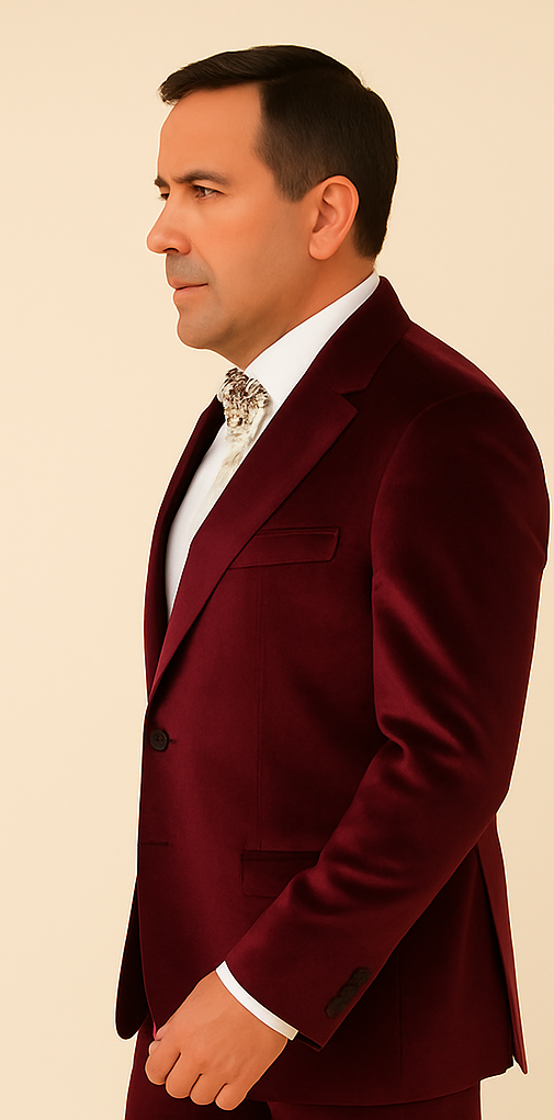 Rossi Man LEO RM1608 ?? Dark Red 3-Piece Slim Fit Suit for Men | Perfect for Formal & Wedding Events