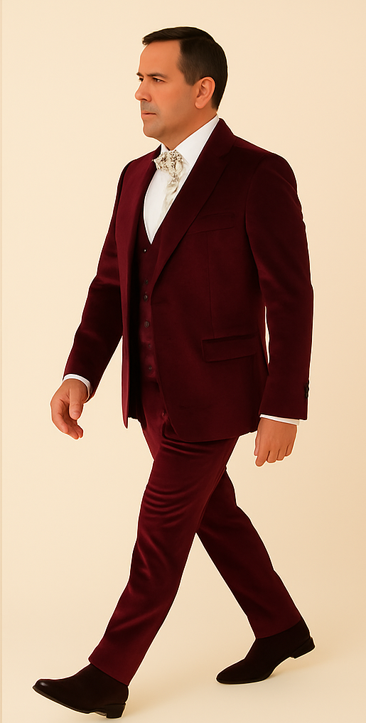 Rossi Man LEO RM1608 ?? Dark Red 3-Piece Slim Fit Suit for Men | Perfect for Formal & Wedding Events