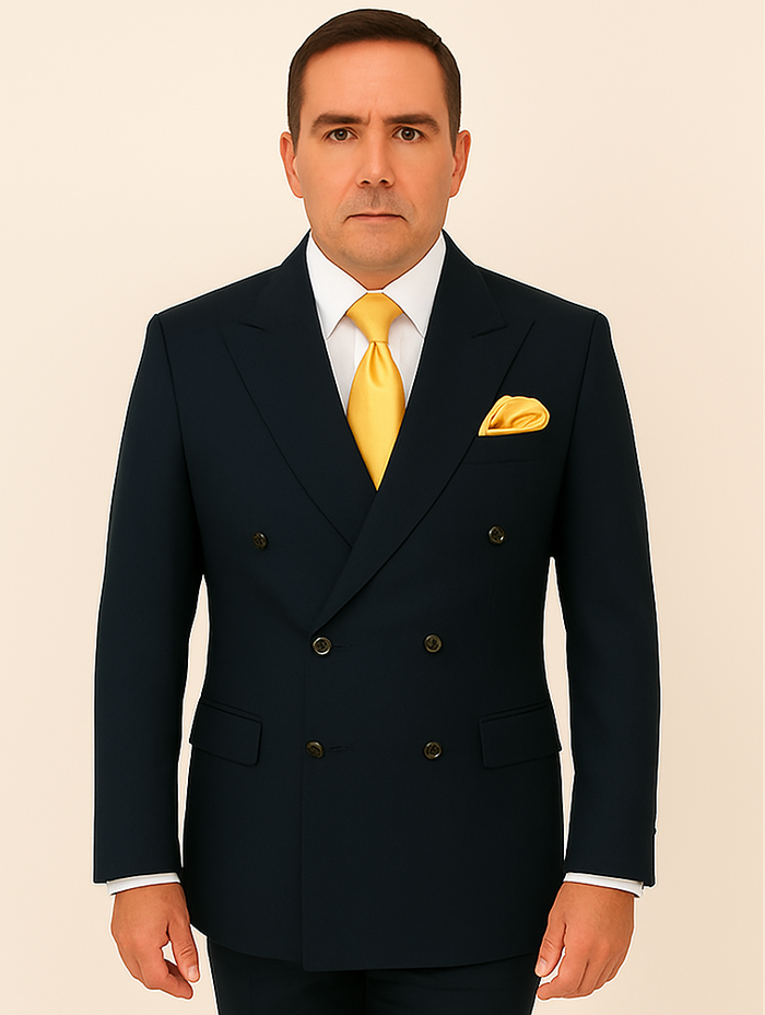 Rossi Man Double-Breasted 2-on-6 Suit ?? Elegant Men's Formalwear with Flat Front Trousers
