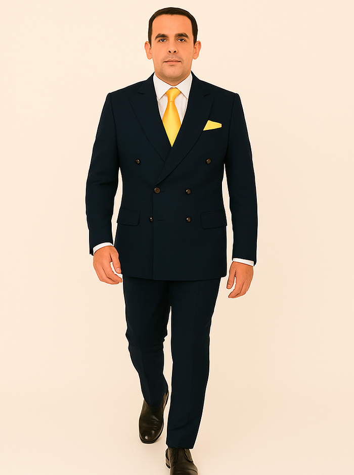 Rossi Man Double-Breasted 2-on-6 Suit ?? Elegant Men's Formalwear with Flat Front Trousers