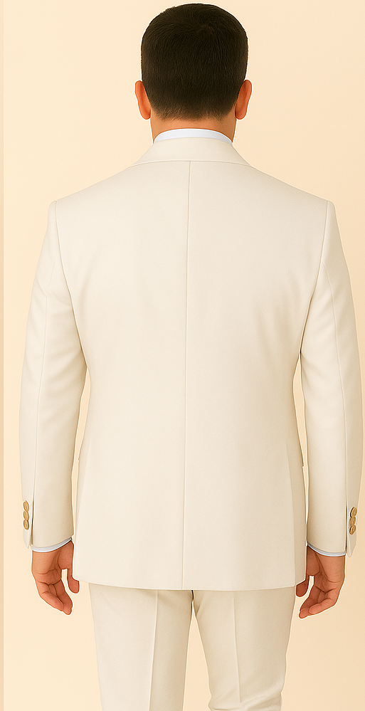 Rossi Man BOND RM1770 Slim Fit 3-Piece White Suit 1-Button Peak Lapel, Stylish Mens Formalwear