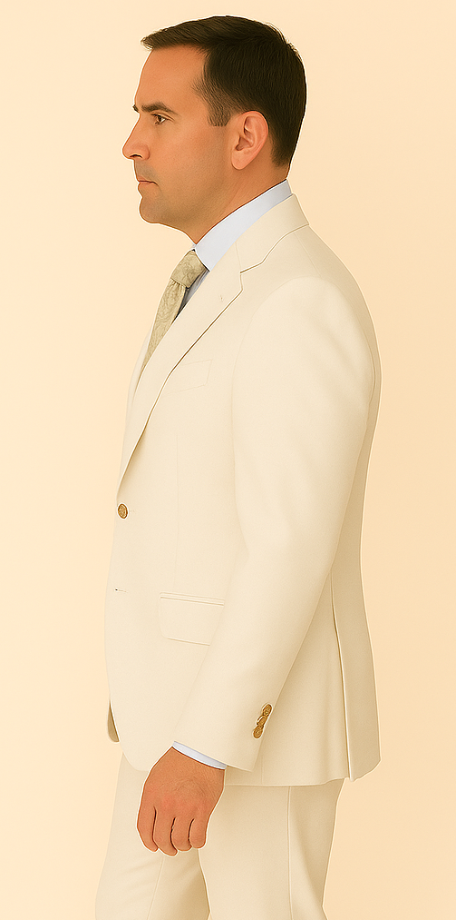 Rossi Man BOND RM1770 Slim Fit 3-Piece White Suit 1-Button Peak Lapel, Stylish Mens Formalwear