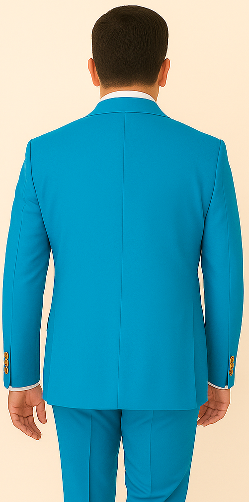 Rossi Man BOND RM1776 Slim Fit 3-Piece Suit ?? Tailored Turquoise Blue Suit for Formal Occasions