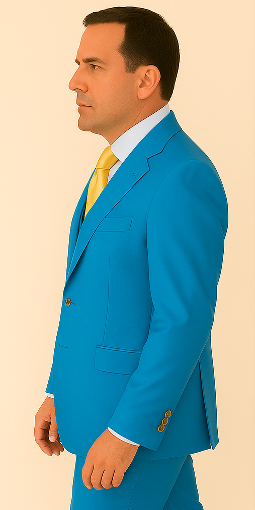 Rossi Man BOND RM1776 Slim Fit 3-Piece Suit ?? Tailored Turquoise Blue Suit for Formal Occasions