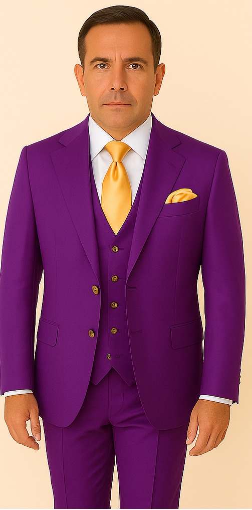 Rossi Man BOND RM1778 Slim Fit 3-Piece Purple Suit ƒ?? Elegant Tailored Suit for Men