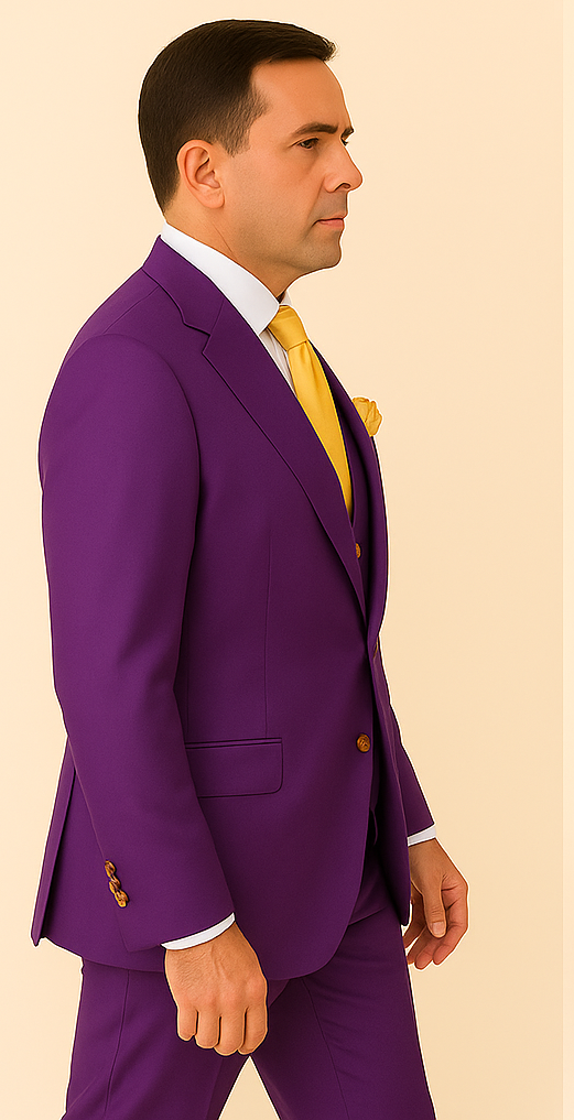 Rossi Man BOND RM1778 Slim Fit 3-Piece Purple Suit ?? Elegant Tailored Suit for Men