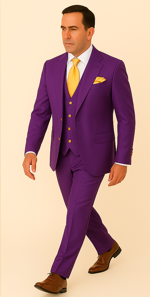 Rossi Man BOND RM1778 Slim Fit 3-Piece Purple Suit ƒ?? Elegant Tailored Suit for Men