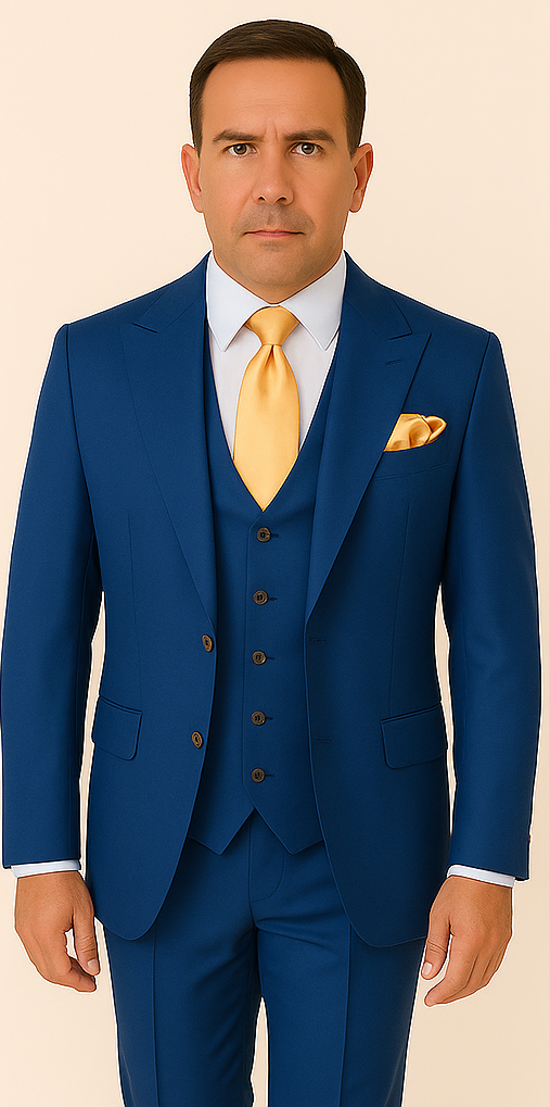 Rossi Man BOND RM1780 Slim Fit 3-Piece Suit ?? Modern Royal Blue Suit for Men