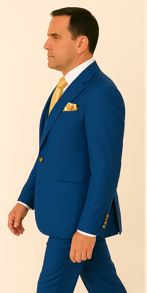 Rossi Man BOND RM1780 Slim Fit 3-Piece Suit ?? Modern Royal Blue Suit for Men
