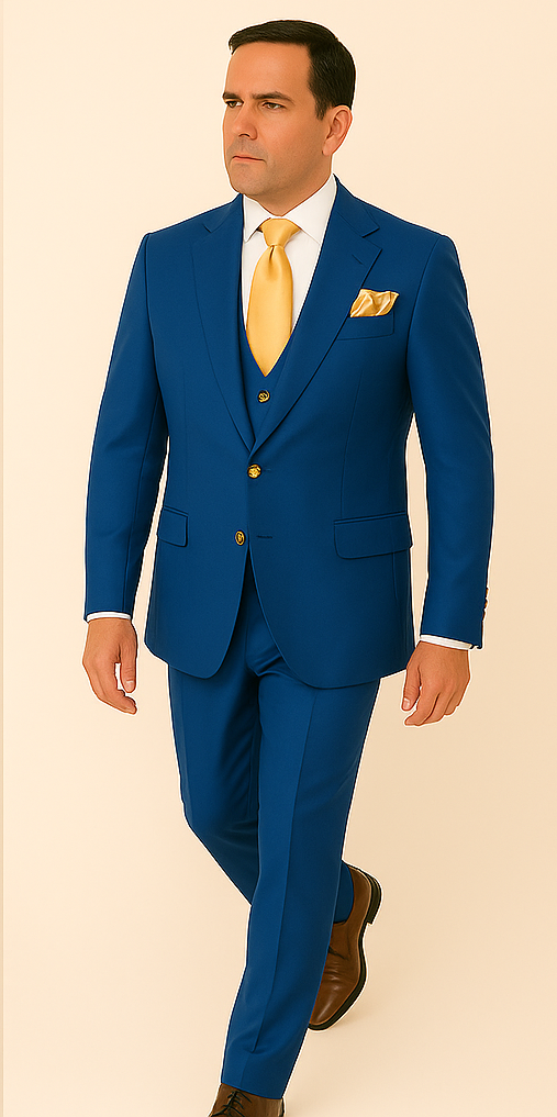 Rossi Man BOND RM1780 Slim Fit 3-Piece Suit ?? Modern Royal Blue Suit for Men