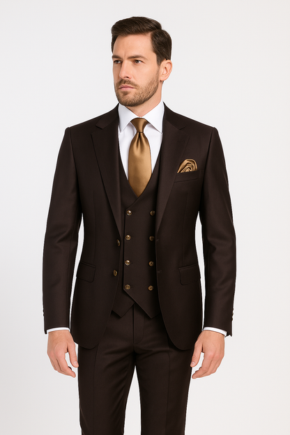 Chocolate Brown Slim Fit Suit ?? Rossi Man Max 3-Piece Formal Set