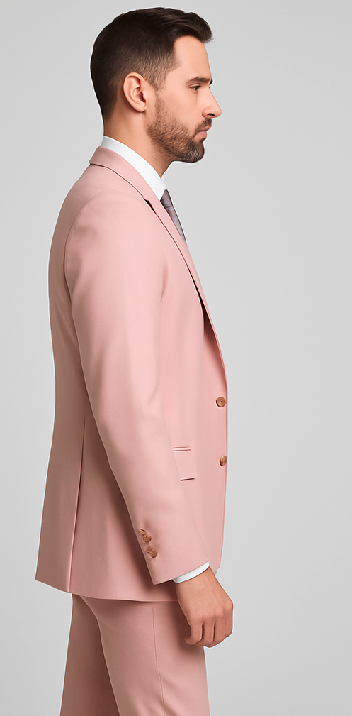 Rossi Man MAX RM1203 Slim Fit 3-Piece Suit ?? Stylish Solid Pink Formalwear for Men
