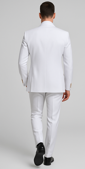 Rossi Man MAX RM1374 Slim Fit 3-Piece Suit ?? Elegant Solid White Formalwear for Men
