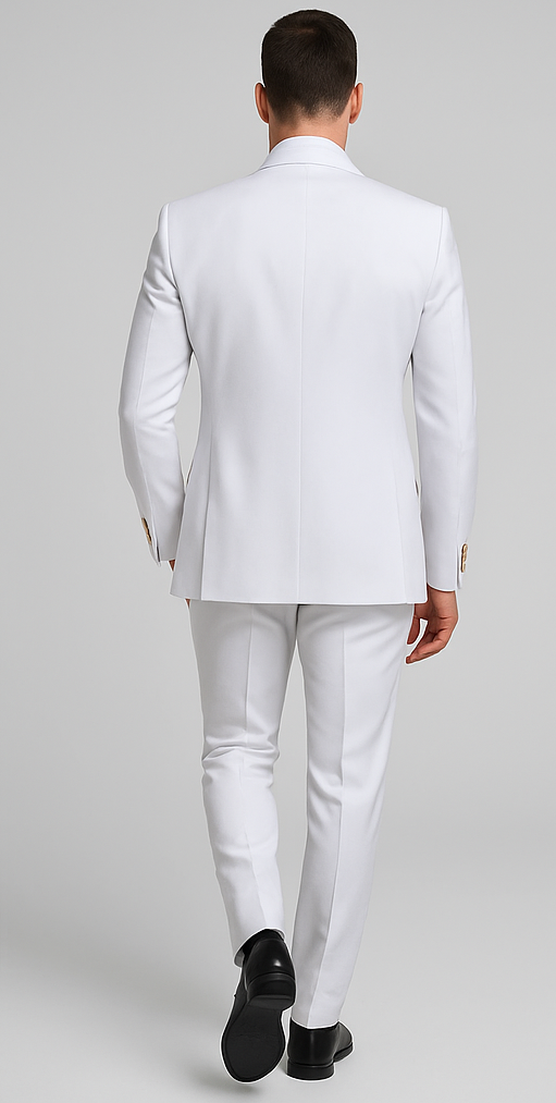Rossi Man MAX RM1374 Slim Fit 3-Piece Suit ?? Elegant Solid White Formalwear for Men