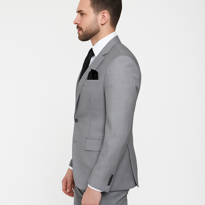 Rossi Man MAX RM1389 Slim Fit 3-Piece Suit ?? Elegant Solid Grey Formalwear for Men