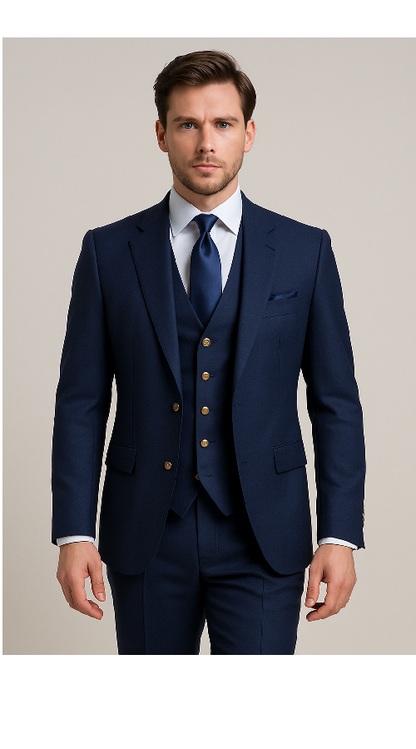 Modern 3-Piece Suit for Men ?? Rossi Man Max Tailored Slim Fit in Solid Navy | RM1393