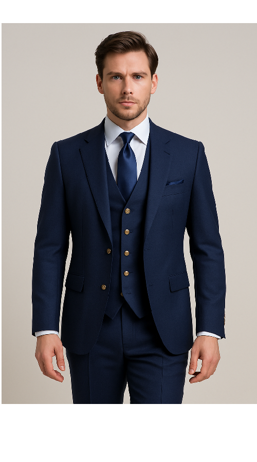 Modern 3-Piece Suit for Men ?? Rossi Man Max Tailored Slim Fit in Solid Navy | RM1393