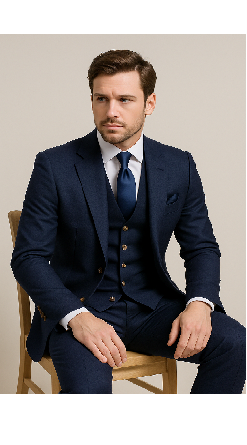 Modern 3-Piece Suit for Men ?? Rossi Man Max Tailored Slim Fit in Solid Navy | RM1393
