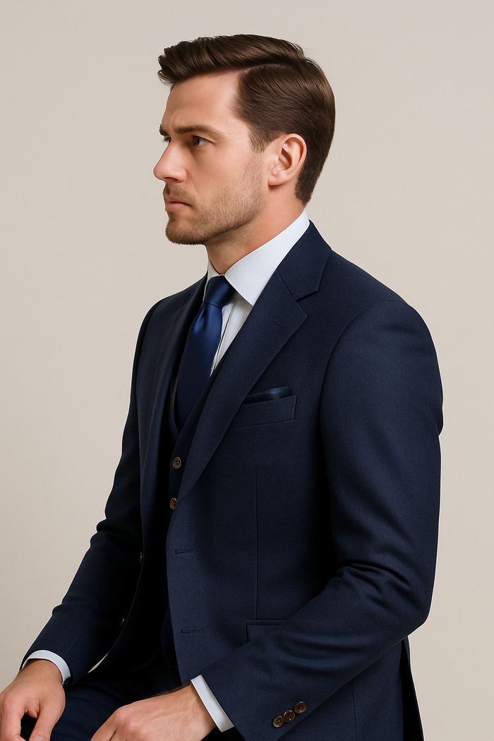 Modern 3-Piece Suit for Men ?? Rossi Man Max Tailored Slim Fit in Solid Navy | RM1393