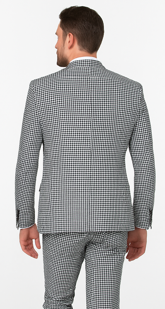Rossi Man MAX RM1710 Slim Fit 3-Piece Suit ?? Modern Black and White Suit for Men